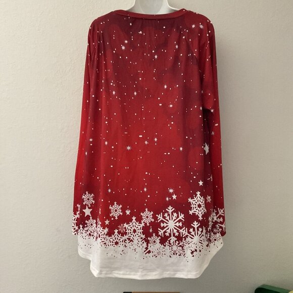 SNOWFLAKE HOLIDAY CHRISTMAS WOMEN'S TUNIC TOP XL LOOSE FIT - Picture 4 of 7